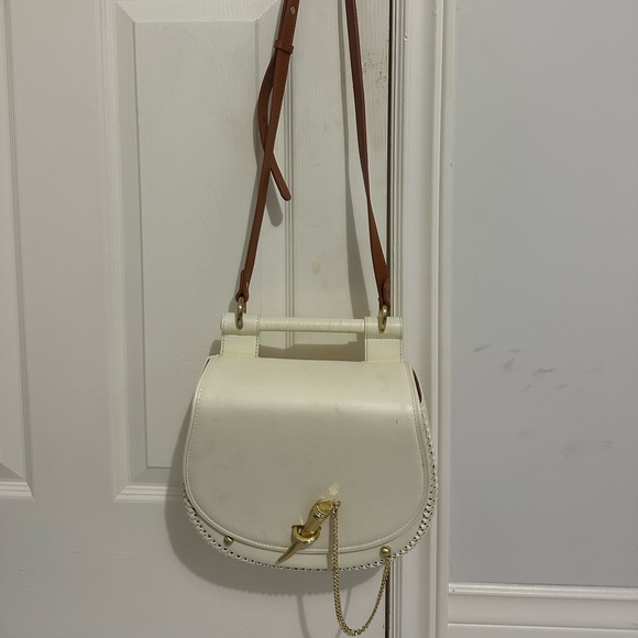 (Revolve Purse): Babylon Bar Tooth Bag in Ecru & Whiskey - Picture 1 of 2